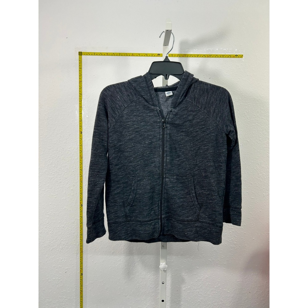 Old Navy Boys Charcoal Gray Marl Full Zip Hoodie Sweatshirt Size L 10-12 Raglan